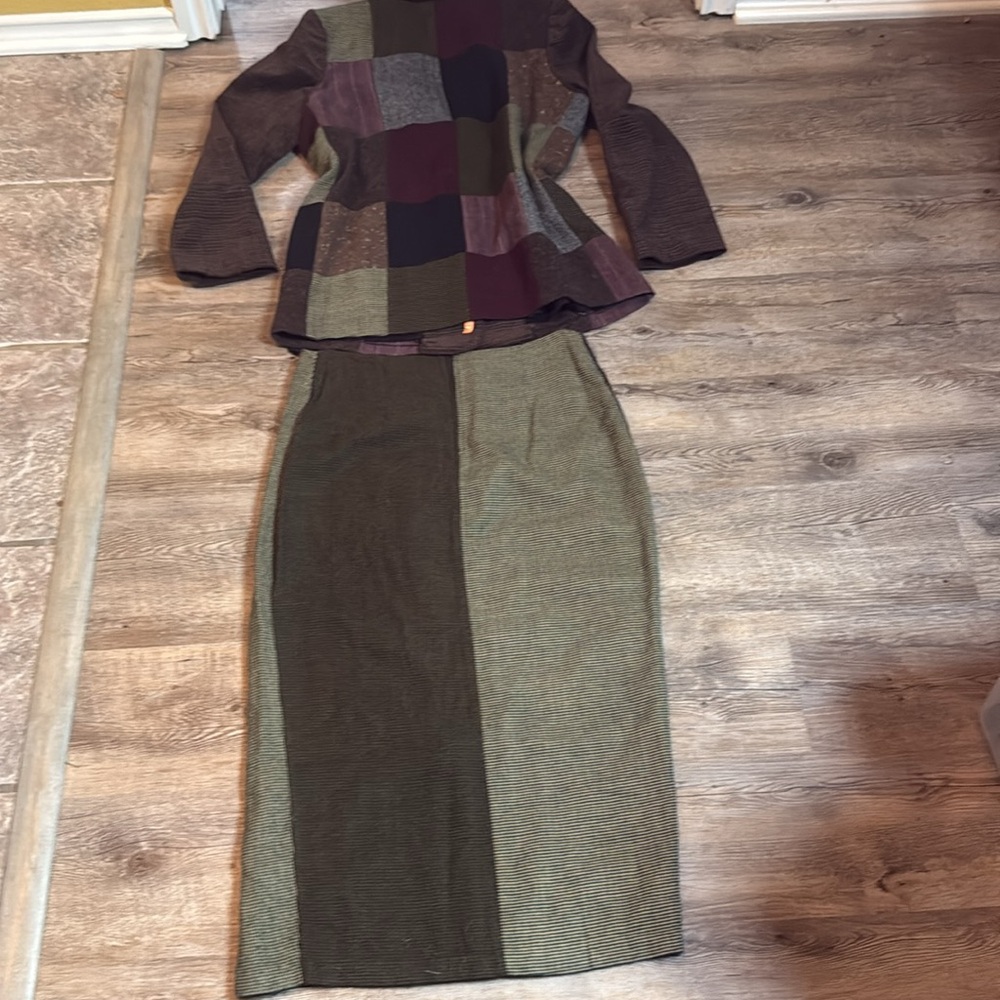 Vintage 1ofakind Designer California 2 piece multipattern tweed skirt & jacket - Picture 7 of 8